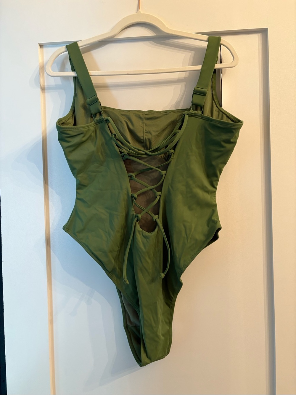 TA3 SQUAREY GREEN SIZE XL REG LONG one piece shaping swimsuit EXTRA LARGE NWT - Picture 3 of 6